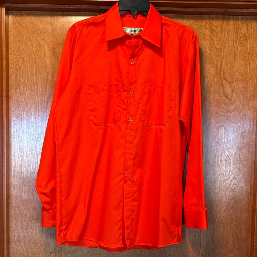 NWOT Blaze Orange Red Kap Button-Up Shirt